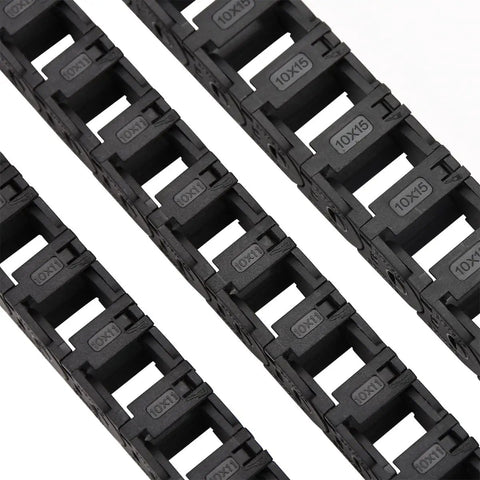 Vorn 2.4 350 3D Printer Cable Chain Set Open Tank Drag Chains, 2x 10x11mm Style and 1x 10x15mm Style, Black PA66 Nylon