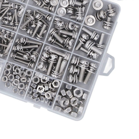 304 Stainless Steel Screw Nut Washer Kit, 480 Piece Heavy Duty Household Repair Set For Indoor Outdoor DIY Projects, Rust Resistant Long Lasting Fasteners, assorted screws and nuts in organizer