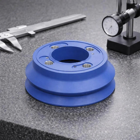 Vacuum Suction Cup With Threaded Mount, Round Rubber Gripping Part That Grabs Materials Securely, NBR Wear-Resistant, Oil-Resistant Body, Recessed Center Design, Built For Equipment Setups And Factory Use VA DBD100 on inspection bench