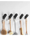Heavy Duty Wall Hooks Hella Durable Stainless Steel Coat Hanger Double Robe Rack Rustproof Smooth Finish hanging wooden kitchen brushes.
