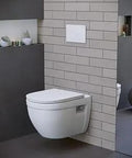 Ivy Wall Hung Elongated Toilet Bowl In Matte White With Built-In Tank, Dual Flush 0.8 GPF And 1.6 GPF Options installed on wall