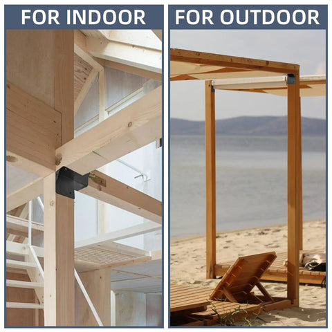 3-Way Right Angle Pergola Corner Bracket Kit, 4x4 Inch, 4 Pack With Screws used for indoor and outdoor structures