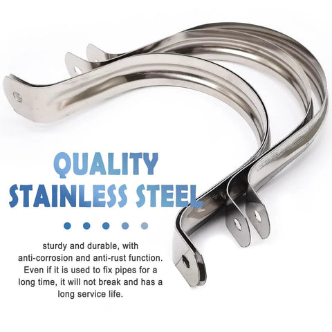 4-Inch Rigid Pipe Strap Clamp Set With Two-Hole U Bracket Tube Clip Stainless Steel Heavy-Duty Pipe Fastener 4-Pack