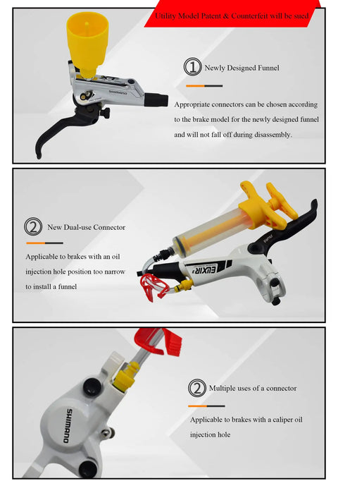 All Brakes Hydraulic Disc Brake Bleed Kit With Universal Adapters for Sram Avid Magura Tektro Hayes use diagram