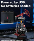Industrial City Series 3D Puzzle Oil Pump Jack Dope Motorized Model With LED Lighting Three And A Half Hour Build Time Modular Assembly Kit For Adults And Teens Realistic Crank Driven Motion And Snappy Display; USB powered pump jack model