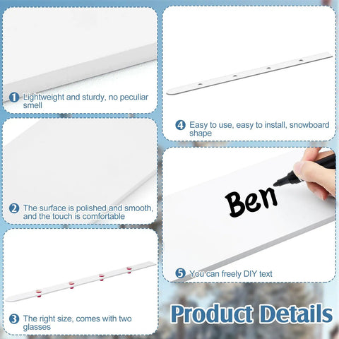 Rustic White Wooden Ski Shot Board Set For Four Players Pub Trivia Drinking Game With Fifty Marked Cups And Included Marking Pen, showing smooth surface details.