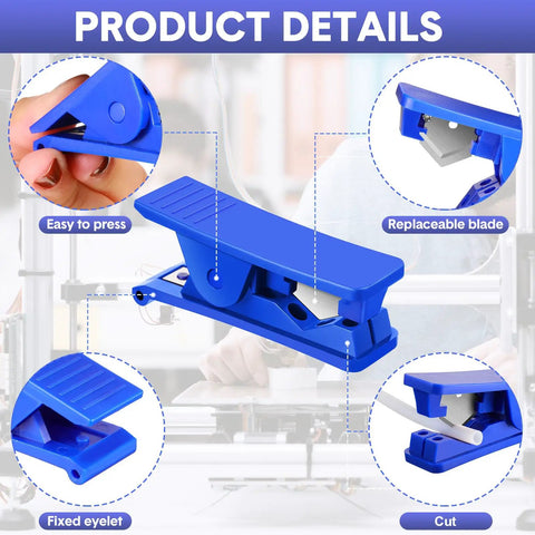 Nine Piece PTFE Tubing Cutter Set For Nylon PVC PU Tubing And Hose Up To Three Quarters Inch OD, Compact 3.2 Inch Cutters