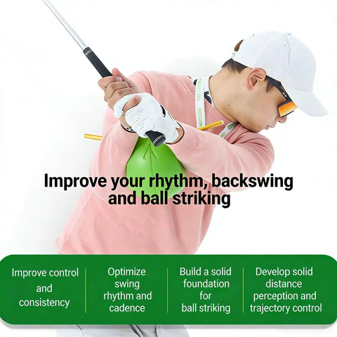 Man using Upgraded Golf Swing Trainer Ball For Posture Correction And Muscle Memory Portable Golf Training Aid For Beginners And Pros