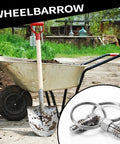 Snag This Badass 2Pack Stainless Steel Spring Plunger Kit With Pull Ring Offering Nonlocking Stubby Design Plus 3/8-16 Threads. Image showing a wheelbarrow with shovel and plunger kit.
