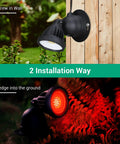 Outdoor Spotlight Kit With 3 Interchangeable Lenses Red Yellow Green 120V 12W 4000K Dusk To Dawn Landscape Lighting UL Listed