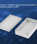 Open IP65 Waterproof ABS Plastic Project Box Power Control Enclosure 200x120x56mm on blue background
