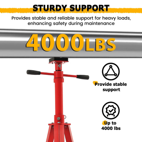 Rugged Adjustable Under Hoist Tripod Stand Built Like A Tank With Heavy Duty Steel And Quick Screw Adjustment For High Lift 2 Ton Automotive Shop Support with 4000 lbs capacity.