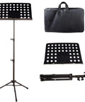 Folding Music Stand Portable With One Step Setup And Tool Free Height Adjustment Thickened Steel Frame For Orchestra, bag, and folded stand