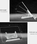 Clear Acrylic Book Stand With Adjustable Angle, Foldable Cookbook And Laptop Display Holder showcasing angle adjustment
