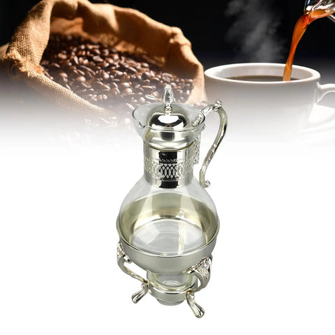 Glass Teapot With Warmer 50 Oz Vintage Espresso Kettle Heats Up Coffee Pot With Handle Heat Resistant Turkish Coffee Pitcher for Home