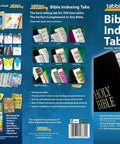 Slick Gold Edged Self Adhesive Bible Tabs For Old And New Testament Plus Catholic Books Quick Reference Page Markers 90 pack with gold edges.