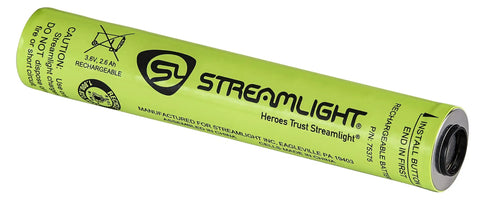 PolyStinger DS 385-Lumen LED Flashlight battery, rechargeable, 2.6A NiCd, green, labeled "Streamlight, Heroes Trust Streamlight."
