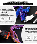 Stainless steel scraper and razor spatula from 52 Piece 3D Printer Tools Kit For FDM And SLA Printers with models for removal.