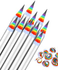Rainbow Paper Pencils Set 24 Pieces Number 2 HB Graphite Pencils With White Barrels For Teachers Students Office Writing