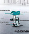 18V LXT Cordless Compact Router With Brushless Motor 1/4 In Collet Variable Speed 10000-30000 RPM Tool Only product features diagram