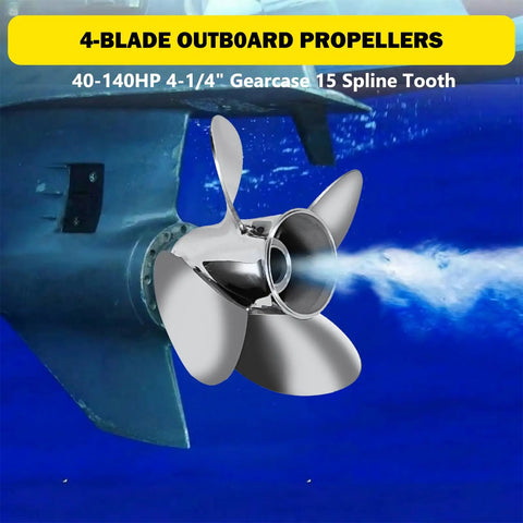 Beefy Stainless Steel Outboard Boat Propeller 13 1/4 By 15 For Mercury Engines 40 140HP Right Hand 15 Tooth Hub Kits