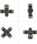 5-213X U-Joint Kit for 1330 Series OSR beefy universal joint replacement, shown in four angles, with bearing caps and cap-to-cap span