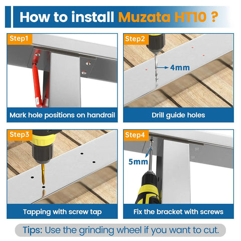 Installation steps for Top Shelf Heavy Duty Six Foot Six Inch Brushed Stainless Steel Flat Handrail For Cable Railing Systems.