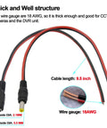 Real Thick 18 AWG DC Pigtail Barrel Plug Connector Cable 10 Pair 12V 5A Heavy Gauge Power Leads With 0.14mm Copper Strands For DIY Projects Battery Cable RC Car, 9.5 inch leads