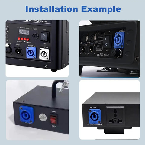 Installation example of Plug And Play 3 Pin PowerCon Input Female Panel Mount Cable With Y Spade Terminal Extender.