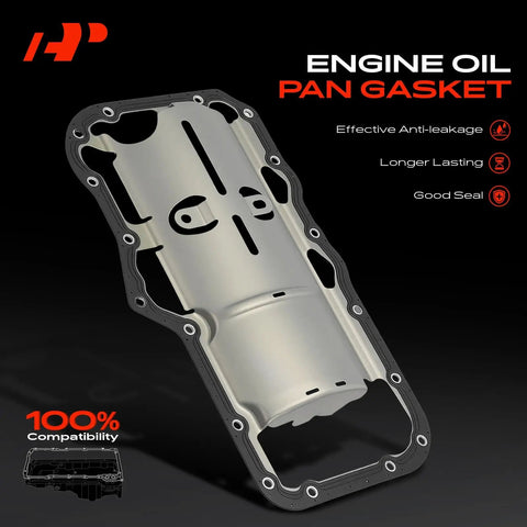 Engine Oil Pan Gasket Set For 3.7L V6 Engines Fits Ram 1500 2011 2012 Dakota shown with anti-leakage features and windage tray.