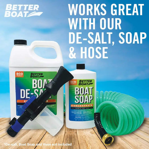 All-In-One Boat Engine Flush And Soap Sprayer Kit For Salt Removal, Hose End Mixer For Outboards And I O, Easy Spray Adapter For Car Cleaning With Premium Firehose Nozzle