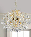 Crystal Chandelier Pendant Ceiling Light Modern Hanging Fixture For Bedroom Hallway Bar Kitchen Bathroom Glam Gold Finish 13.1 In High By 19.2 In Wide E12 Base Bulbs Not Included Sparkling Glass Crystals