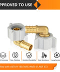 Ten Piece PEX Fittings Set With Brass Crimp Fittings For One Half Inch PEX To One Half Inch Female NPT Swivel Elbow For Potable Water Certified To ASTM F1807 And NSF ANSI 61 Lead Free, brass elbow fitting