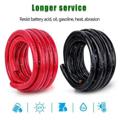 2 AWG Battery Cable Copper Wire, 20 Ft Red And Black OFC Welding Cable, water-resistant PVC jacket, coiled view