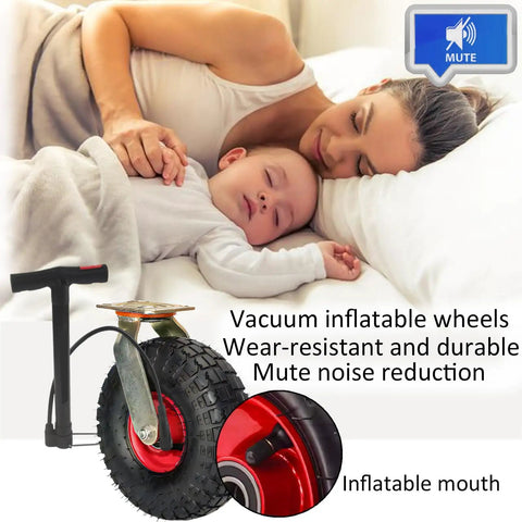 Built Tough Heavy Duty Caster Wheels Smooth 10 Inch Pneumatic Tires with durable wear-resistant inflatable wheels.