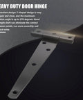 Close-up of Heavy Duty 6 Inch T Strap Door Hinges Set of 4 for Sheds and Gates Tuff Tee Hinge Hardware in black finish