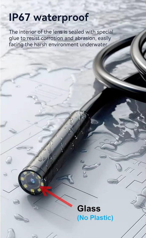 Ultra Slim 9.8ft Endoscope Cam With 1920P HD Clarity, 8 Adjustable LEDs, USB Type C Borescope, SemiRigid Snake Cable For Android iPhone iPad, Pro Grade Visuals For Cars Pipes And Machines, IP67 waterproof glass lens