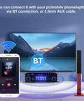 4 Channel Bluetooth 5.0 HiFi Power Amplifier With 50W Per Channel And 1200W Max for home theater setup with mobile and TV