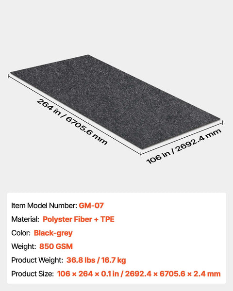 Heavy Duty Waterproof Garage Floor Mat 8 Foot 10 Inch By 22 Foot With Non Slip TPE Backing Beefy Containment Mat.