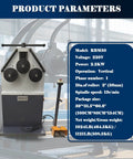 Heavy Duty Workhorse Electric Roll Bender For Steel And T Bars Industrial Three Roller Metal Round Bender With Foot Switch Control displayed with specifications.