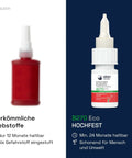 Comparison of conventional adhesive and B270 Eco high-strength threadlocker with environmental benefits.