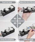 Beefy Mini Vise Clamp With Silicone Plug Dual Jaw Design For Irregular Shapes Fractal Jaw Auto Adjust Heavy Duty Aerospace Aluminum CNC Precision Craft Jewelry Making Modeling DIY Repairs, clamping small workpiece