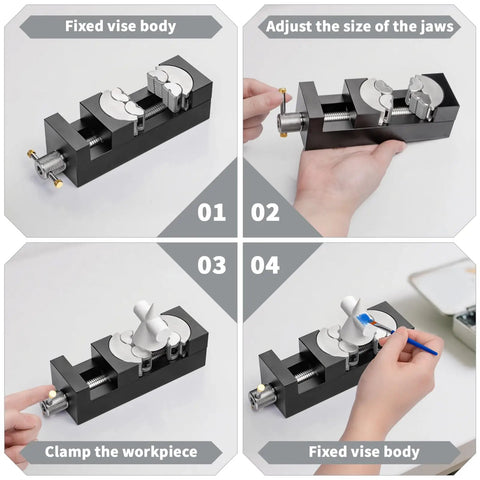 Beefy Mini Vise Clamp With Silicone Plug Dual Jaw Design For Irregular Shapes Fractal Jaw Auto Adjust Heavy Duty Aerospace Aluminum CNC Precision Craft Jewelry Making Modeling DIY Repairs, clamping small workpiece