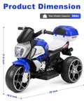6V Kids Electric Three-Wheel Ride-On Motorcycle For Ages 3-8, 21.6-inch tall, 66-lb max weight