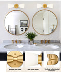 Brushed Gold Vanity Light Fixture Over Mirror With Frosted Milk Glass Sconce Modern Indoor Wall Lamp Up And Down Mount