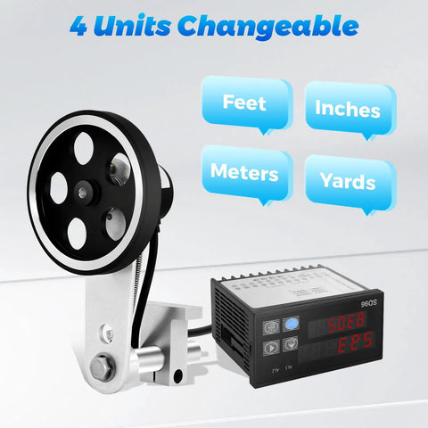 Slick Digital Roller Length Counter Loaded With Dual Relay Outputs And Dead Simple Setup Measures Feet Inches Meters Or Yards Up To 999999 Units For Killer Cutting Operations
