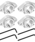 Set Of 4 SHF25 Aluminum Linear Rail Shaft Supports For 25mm Shaft, Rhombus Clamp Mounts With Wrenches, 7mm Holes, Built For CNC Machines, 3D Printers, And Automation Gear, Silver Tone.