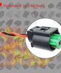 Straight Up Engine Coolant Temperature Sensor Harness Connector Plug Drop In Ready Replacement For 2011 To 2021 Chevy Cruze Sonic Buick Encore Volt with green and black connector.