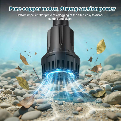 Cordless Stick Water Transfer Pump With 6.5 Ft Extended Hose, Dual 4000mAh 21V Batteries, Makita Compatible, underwater view