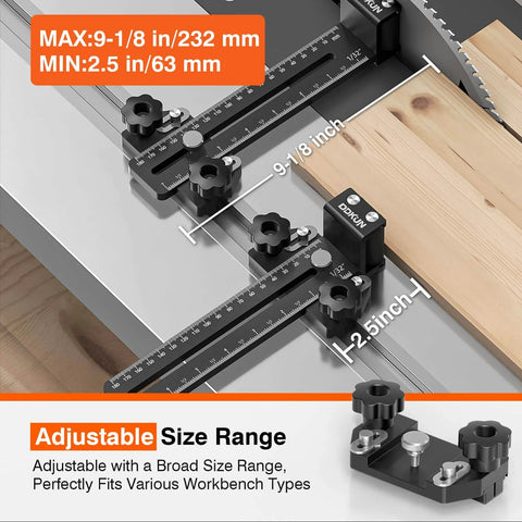 Thin Rip Jig For Table Saw With Dual Bearing Safety Rollers For Repetitive Narrow Strip Cuts Fits Three Eighths By Three Quarters Inch T Slot And One Quarter By Three Eighths Inch T Slot Works With Table Saw Band Saw And Router Table Delivers Smooth Feeds, adjustable size range view